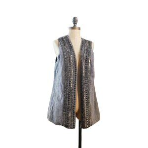 Chico's Size M Medium (1) Wool Tweedy Riveted Lined Vest Top
